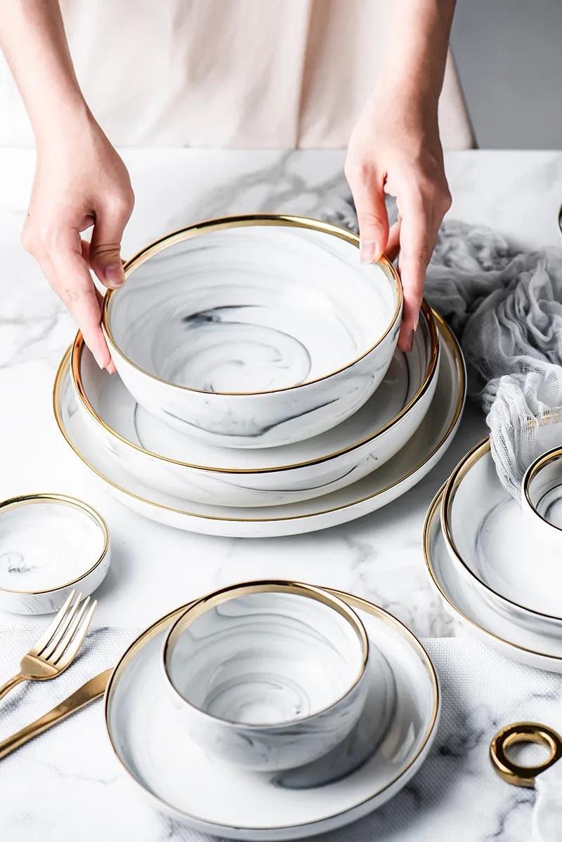 Gold Marble Ceramic Tableware Set