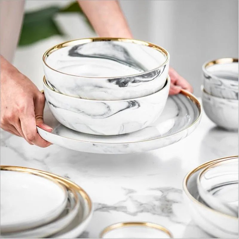 Gold Marble Ceramic Tableware Set