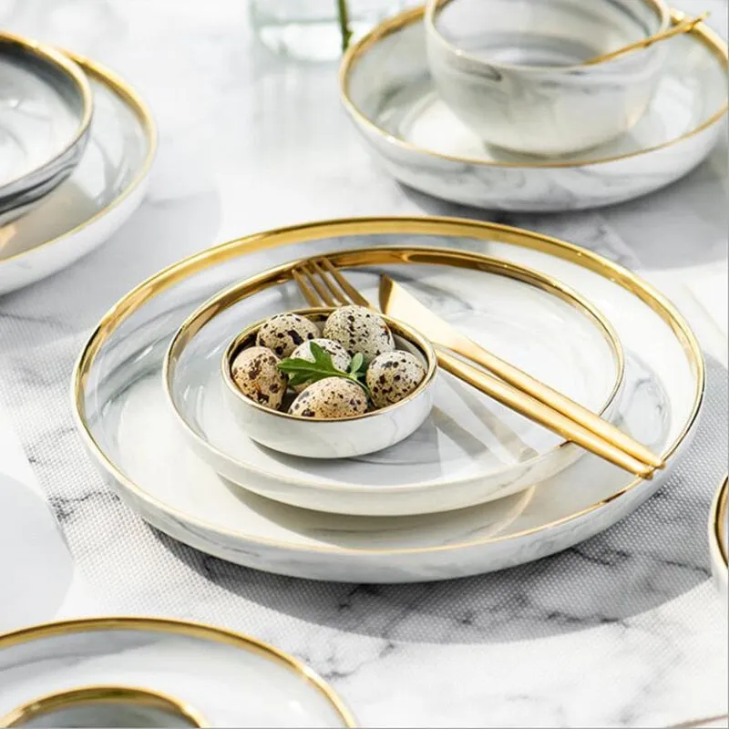 Gold Marble Ceramic Tableware Set