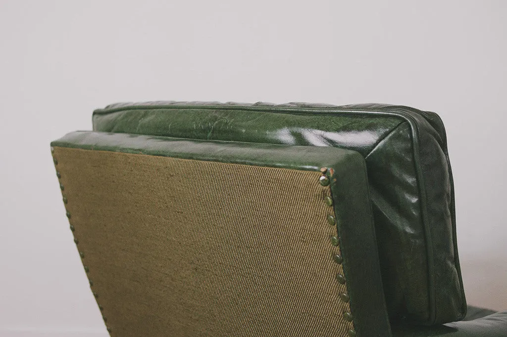 Green Leather Chair & Ottoman