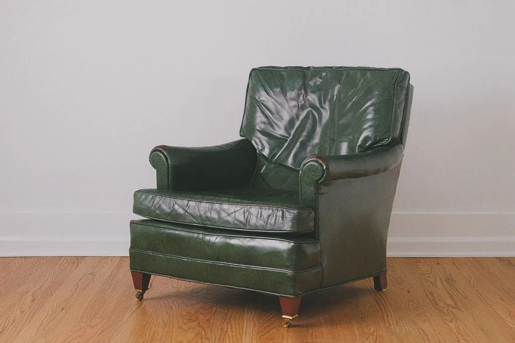 Green Leather Chair & Ottoman