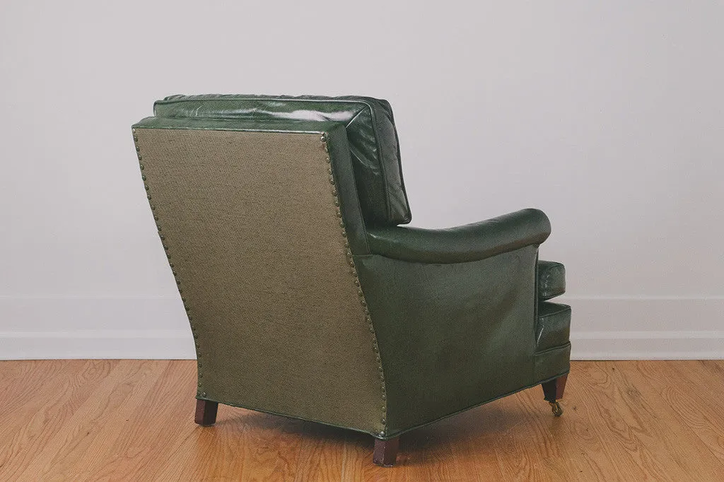 Green Leather Chair & Ottoman