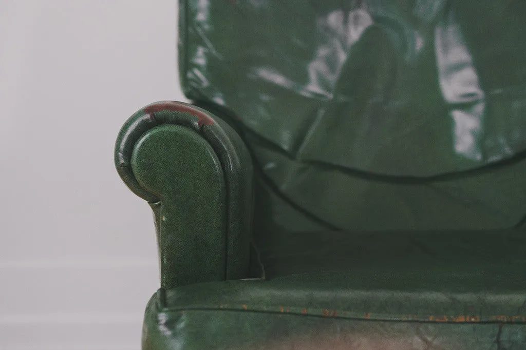 Green Leather Chair & Ottoman