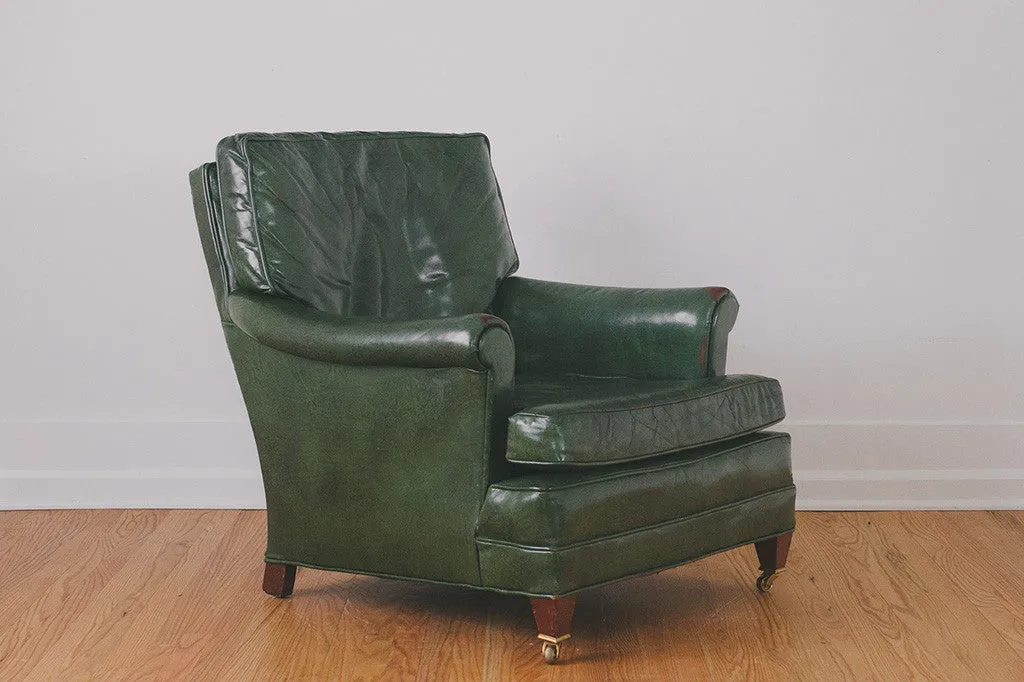 Green Leather Chair & Ottoman