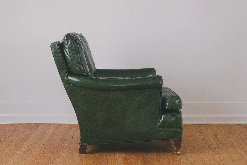 Green Leather Chair & Ottoman