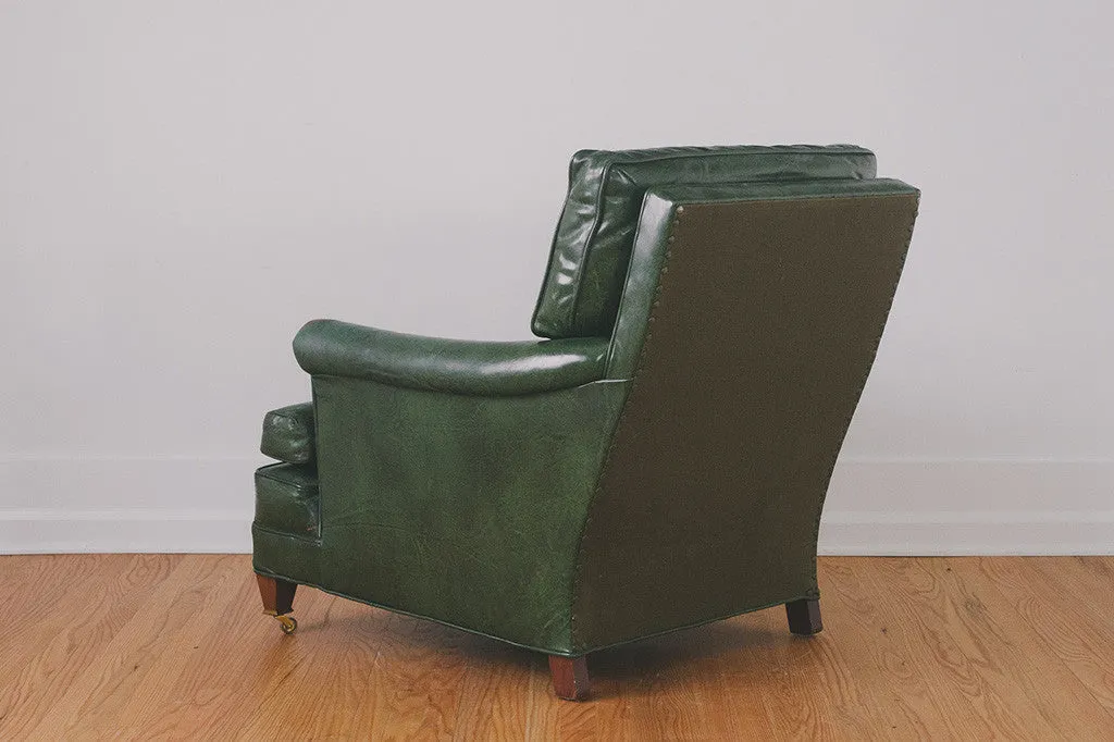 Green Leather Chair & Ottoman