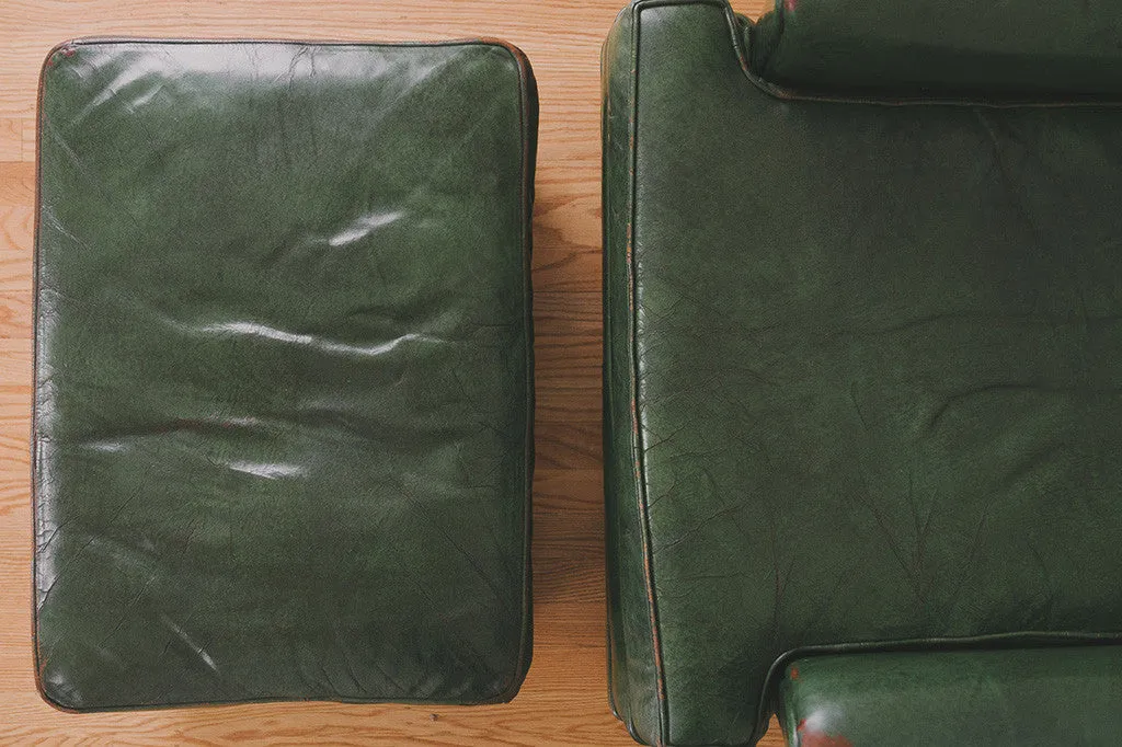 Green Leather Chair & Ottoman