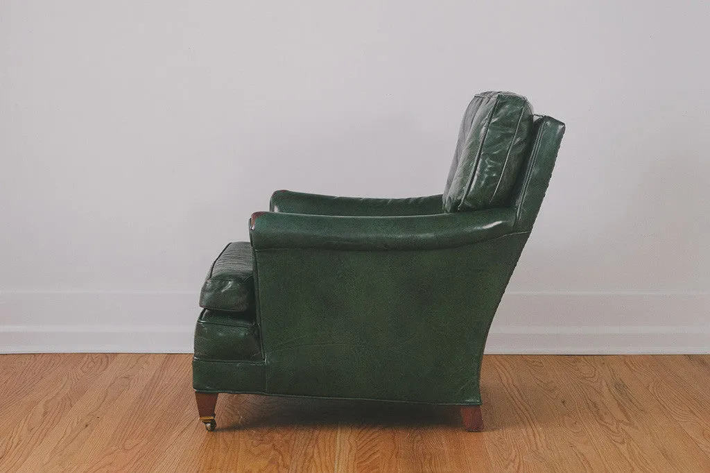 Green Leather Chair & Ottoman