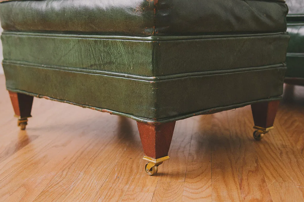 Green Leather Chair & Ottoman