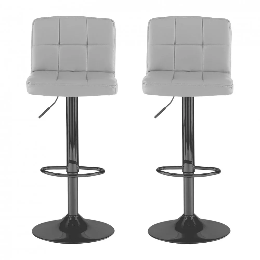 Grey Faux Leather Swivel Bar Stools