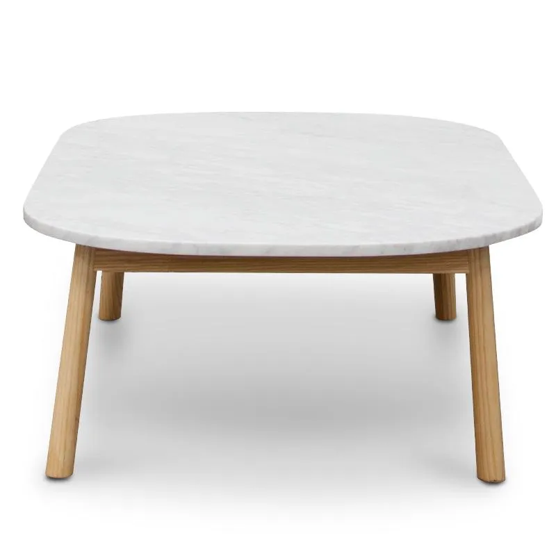 Hamilton 110cm Oval Marble Coffee Table - Natural Base