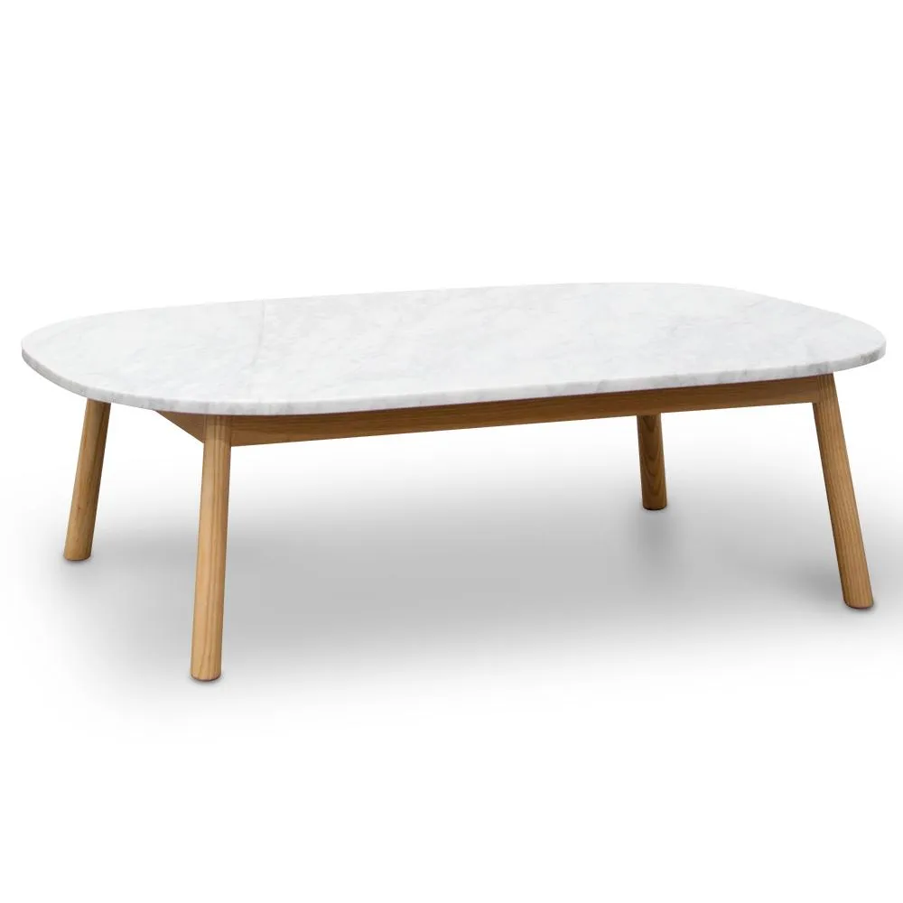 Hamilton 110cm Oval Marble Coffee Table - Natural Base