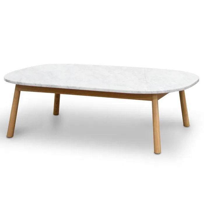 Hamilton 110cm Oval Marble Coffee Table - Natural Base