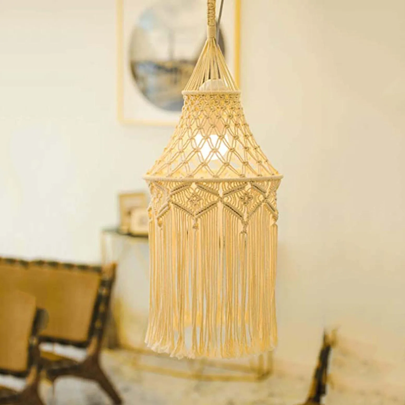 Handmade Macrame Light Shade Chandeliers Wall Hanging Lampshade