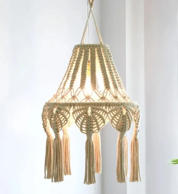 Handmade Macrame Light Shade Chandeliers Wall Hanging Lampshade