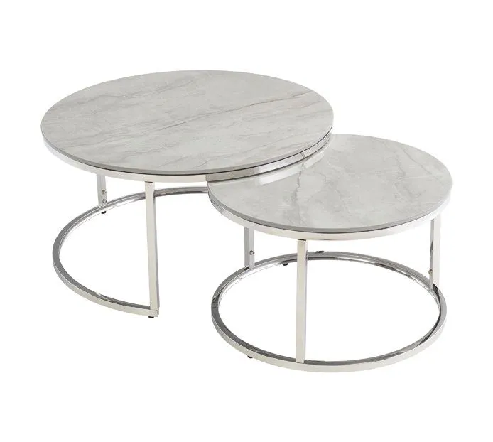 Hanson Round Coffee Table Set - Vilas Grey