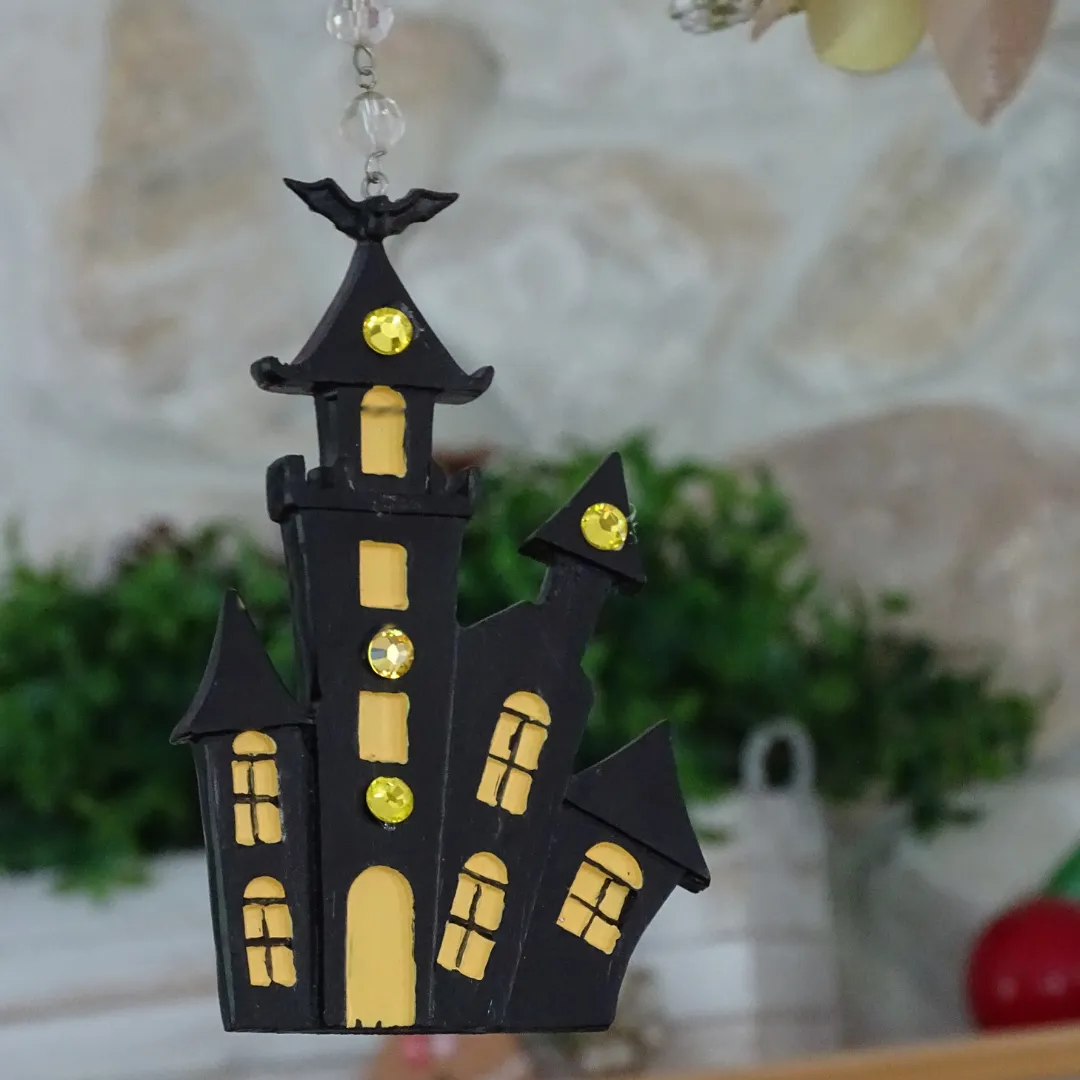 HAUNTED HOUSE (Set/3) or (Set/1) MAGNETIC HALLOWEEN CHANDELIER ORNAMENT