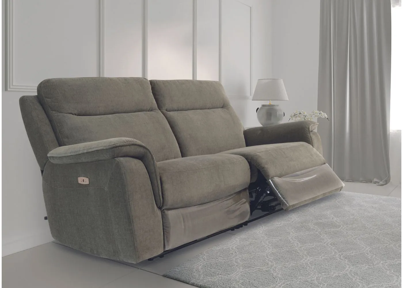 Havarti Fabric Electric Reclining Sofa Range in Green