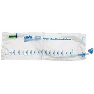 Hollister Apogee Plus Female Closed Intermittent Catheter, Pre-Lubricated, Straight Tip, 14Fr, 6"