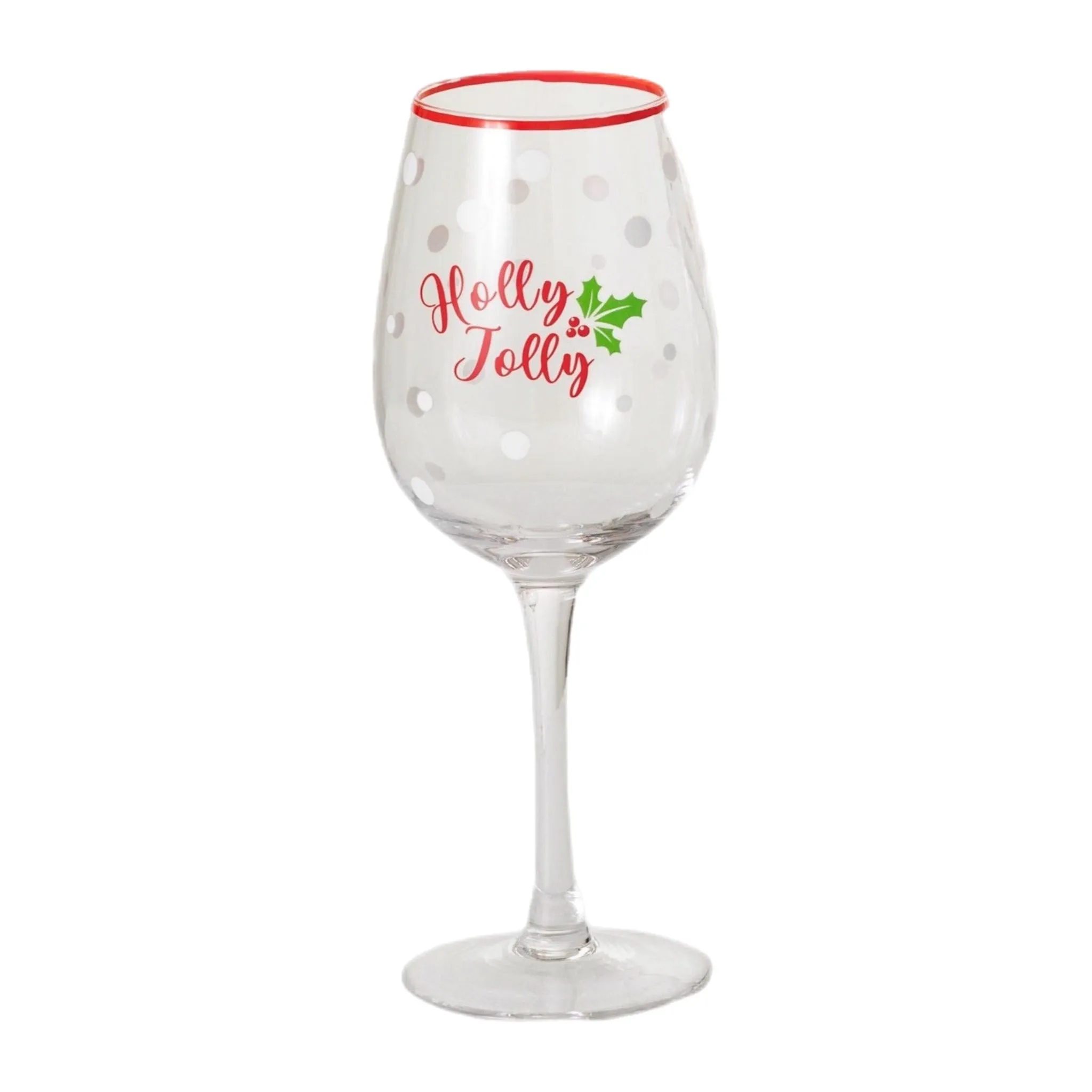 Holly Jolly Wine Glass