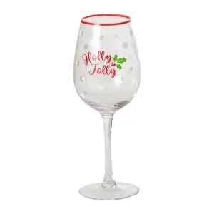 Holly Jolly Wine Glass