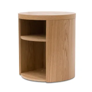 Honigold Round Wooden Bedside Table - Natural