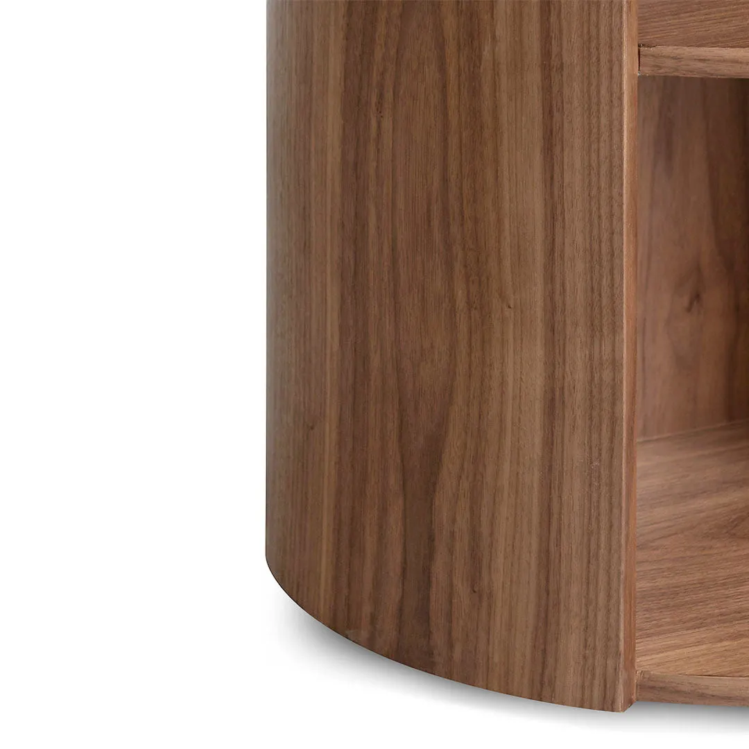 Honigold Round Wooden Bedside Table - Walnut