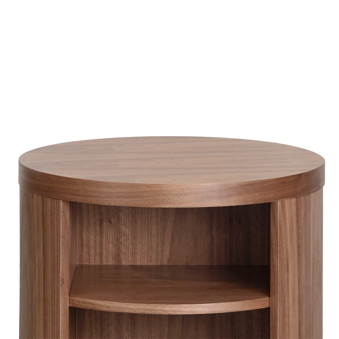 Honigold Round Wooden Bedside Table - Walnut