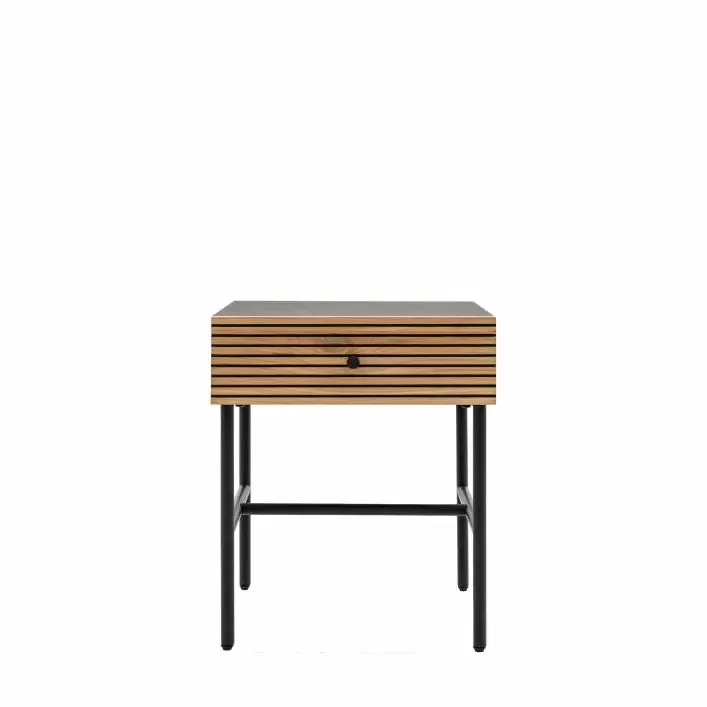 Hyland 1 Drawer Bedside - Black / Natural