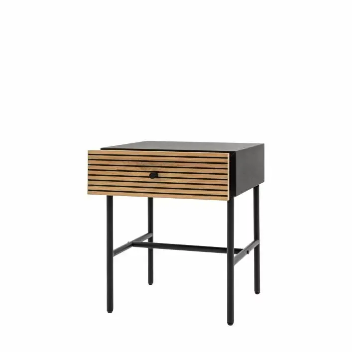 Hyland 1 Drawer Bedside - Black / Natural