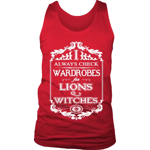 I always check Wardrobes for lions and witches, Mens Tank Top