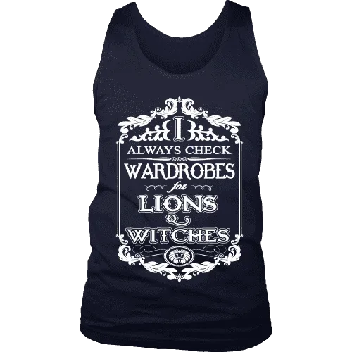 I always check Wardrobes for lions and witches, Mens Tank Top