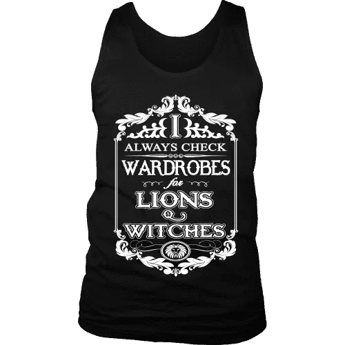 I always check Wardrobes for lions and witches, Mens Tank Top