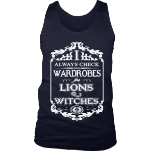 I always check Wardrobes for lions and witches, Mens Tank Top