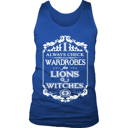 I always check Wardrobes for lions and witches, Mens Tank Top