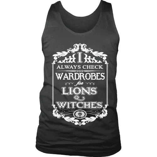 I always check Wardrobes for lions and witches, Mens Tank Top