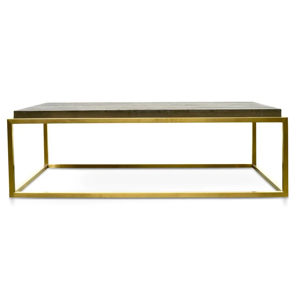 Ian 140cm Wooden Top Coffee Table - Black - Golden - Last One