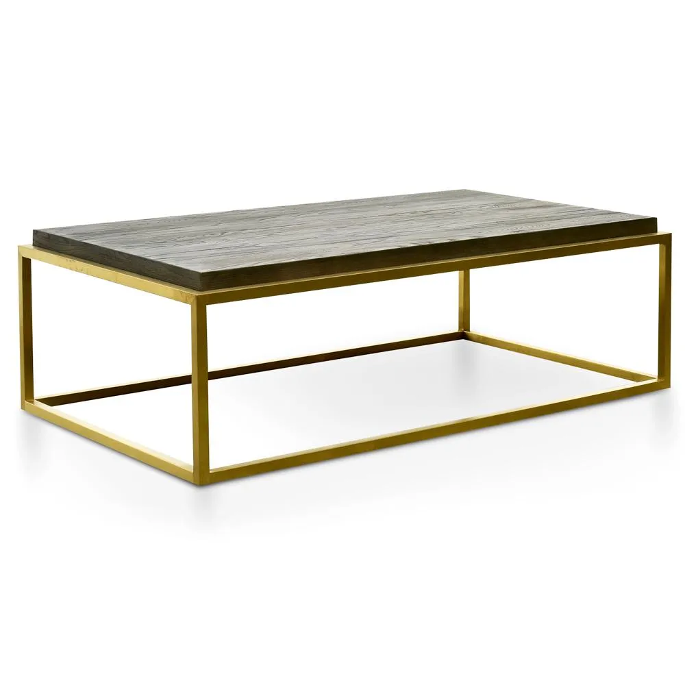 Ian 140cm Wooden Top Coffee Table - Black - Golden - Last One