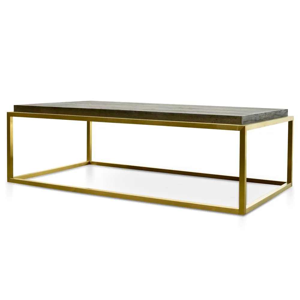 Ian 140cm Wooden Top Coffee Table - Black - Golden - Last One