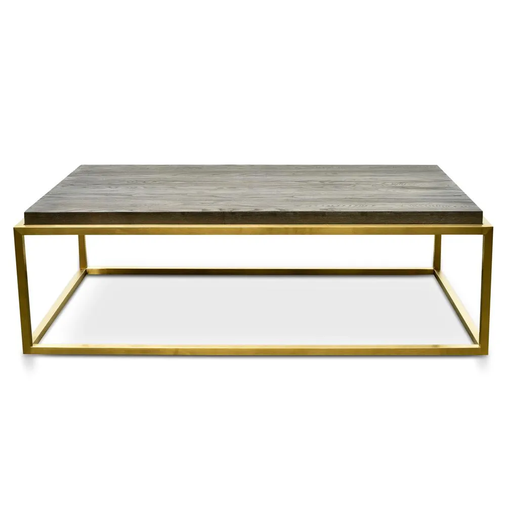 Ian 140cm Wooden Top Coffee Table - Black - Golden - Last One