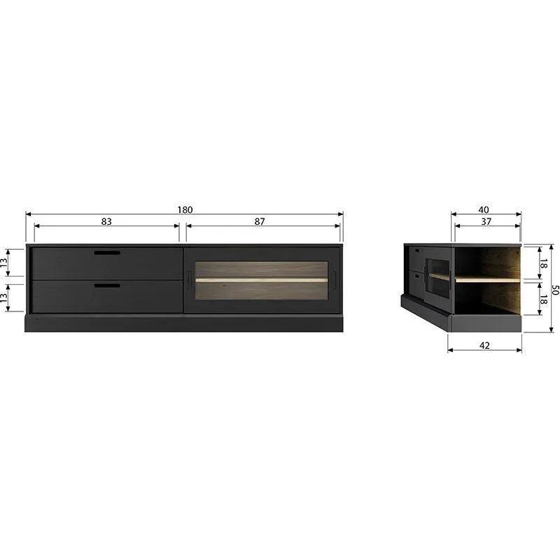 James Black Pine Wood TV Unit