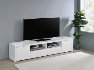 Jude 2-door 79" TV Stand With Drawers White High Gloss