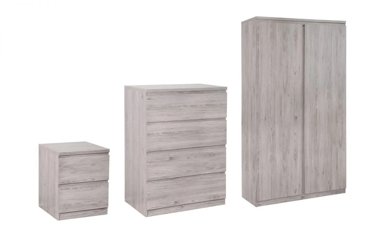 Jupiter 2 Drawer Bedside - Grey Oak