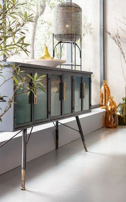 La Gomera Black Metal/Glass 6 Doors Sideboard