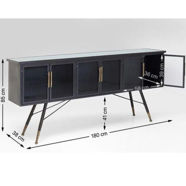 La Gomera Black Metal/Glass 6 Doors Sideboard