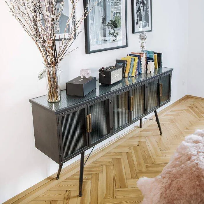 La Gomera Black Metal/Glass 6 Doors Sideboard