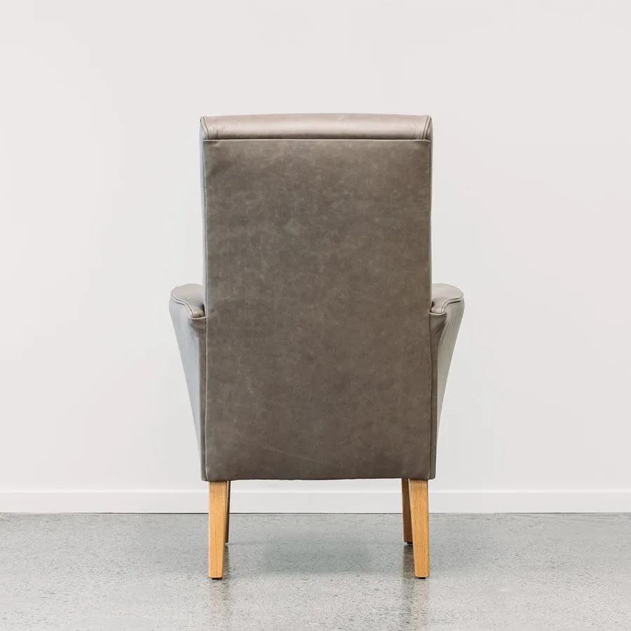 Lily leather armchair in coronet grey