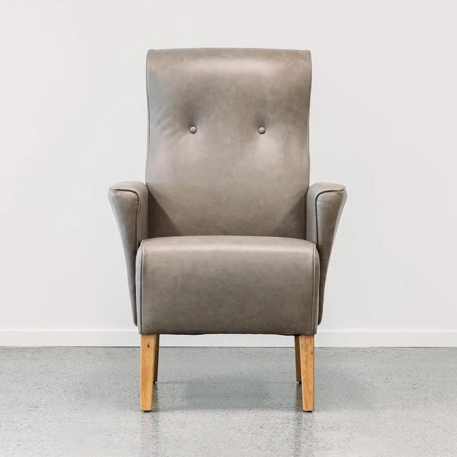 Lily leather armchair in coronet grey