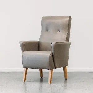 Lily leather armchair in coronet grey