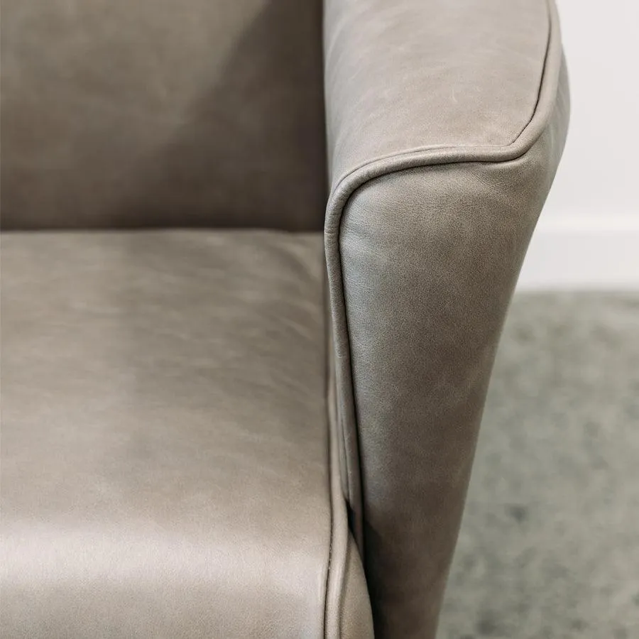 Lily leather armchair in coronet grey